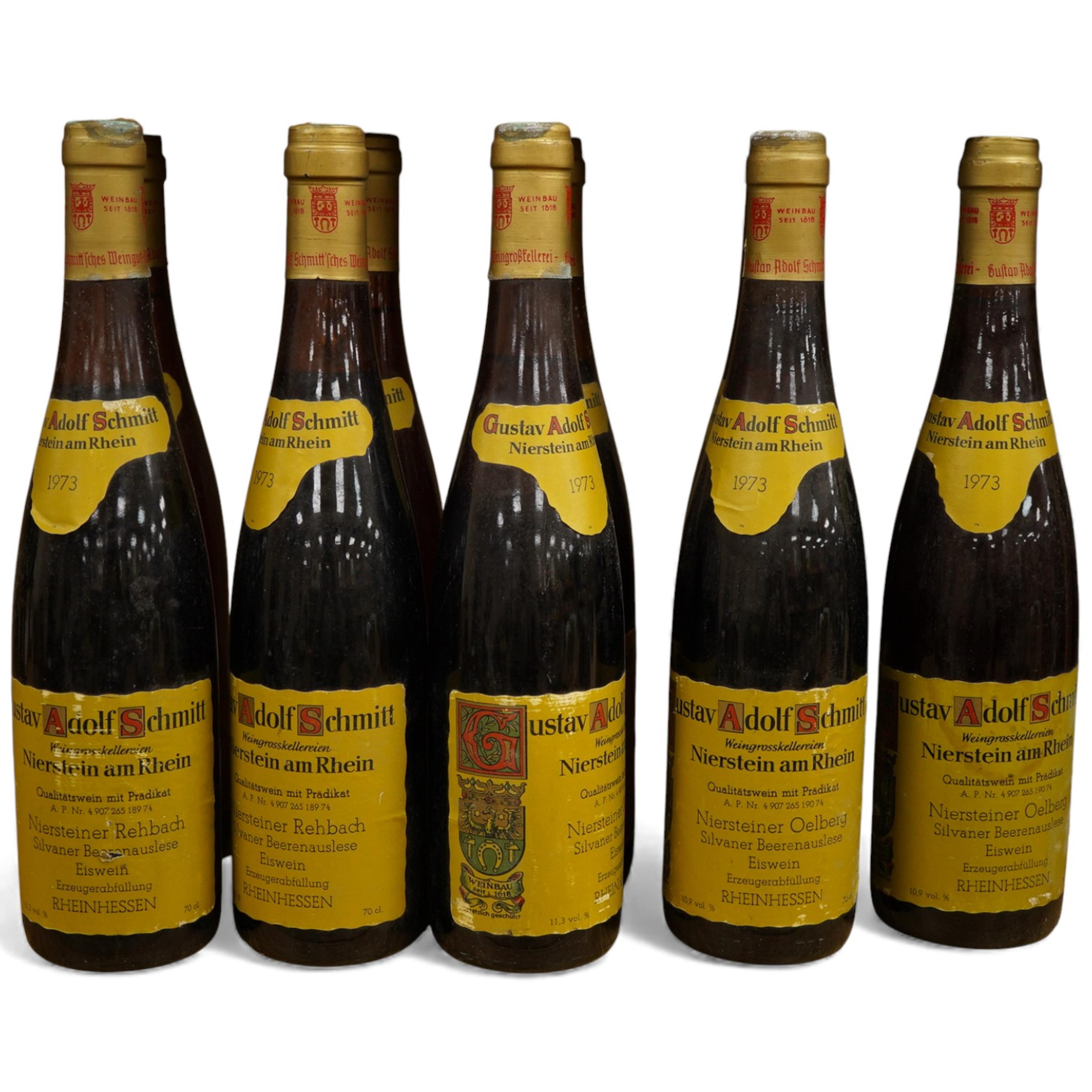 Gustav Adolf Schmitt Niersteiner Oelberg Silvaner Beerenauslese, Eiswein, 1973, nine bottles